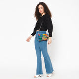 Festive Floral Embroidered Clutch - Blue Multi