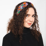 Floral Embroidered Headband - Black