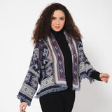 Ikat Print Woven Jacket - Navy