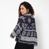 Ikat Print Woven Jacket - Navy