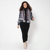 Ikat Print Woven Jacket - Navy