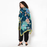 Conspicuous Floral Kimono - Cobalt Blue