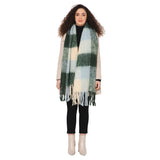 Brushed Checkered Print Scarf - Beige Olive