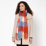 Brushed Checkered Print Scarf - Lilac Red