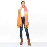 Sunrise Stripe Wool Scarf - Orange Pink