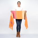 Sunrise Stripe Wool Scarf - Orange Pink