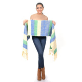 Coastal Breeze Woolen Blend Scarf - Beige Blue