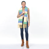 Coastal Breeze Woolen Blend Scarf - Beige Blue