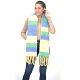 Coastal Breeze Woolen Blend Scarf - Beige Blue