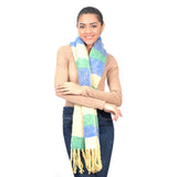 Coastal Breeze Woolen Blend Scarf - Beige Blue
