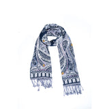 Regal Paisley Woven Scarf - Navy