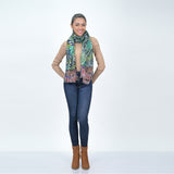 Fern Wool Twill Scarf - Blue Green