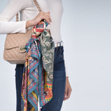 Luxe Divine Mosaic Silk Scarf - Grey