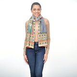 Magnolia Flower Silk Wool Scarf - Orange