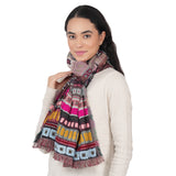 City Lines Woven Scarf - Wine