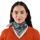 Heritage Bloom Embroidered Bandana - Slate Teal