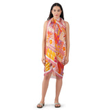 Floral Collage Silk Scarf - Orange