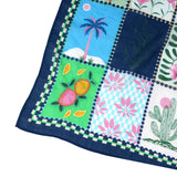 Petal Poetry Cotton Bandana - Navy