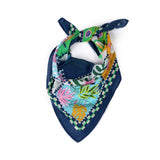Petal Poetry Cotton Bandana - Navy