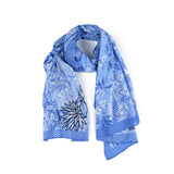 Azure Bloom & Wing Scarf - Navy Blue