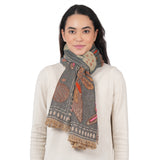 Canyon Petal Embroidered Scarf - Dark Teal
