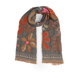 Canyon Petal Embroidered Scarf - Dark Teal