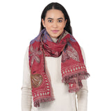 Canyon Petal Cotton Blend Scarf - Red