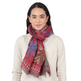 Canyon Petal Cotton Blend Scarf - Red