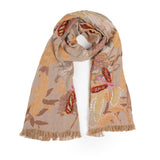 Dragonfly Meadow Scarf - Mustard Brown