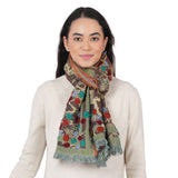 Botanica Embroidered Scarf -  Brown