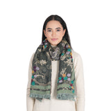 Botanica Embroidered Scarf -  Dark Olive