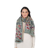 Botanica Embroidered Scarf -  Peacock Blue