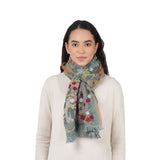 Botanica Embroidered Scarf -  Peacock Blue