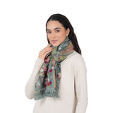 Botanica Embroidered Scarf -  Peacock Blue