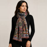 Botanica Embroidered Cottonblend Scarf – Shrub Green