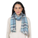 Cabin Morning Plaid Wool Scarf - Blue