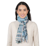 Cabin Morning Plaid Wool Scarf - Blue