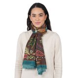 Wild Grace Wool Embroidered Scarf – Vintage Brown
