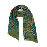 Woodland Embroidered Wool Scarf - Green