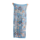 Woodland Embroidered Wool Scarf - Lapis Blue