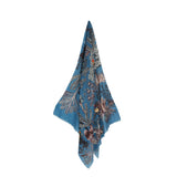 Woodland Embroidered Wool Scarf - Lapis Blue