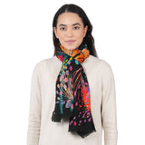 Wildflower Dusk Wool Scarf - Black