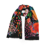 Wildflower Dusk Wool Scarf - Black