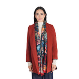Victorian Floral Wool Scarf - Denim Blue