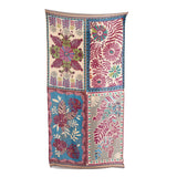 Floral Folk Patchwork Scarf - Taupe Blue