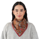 Anne Embroidered Dragonfly Bandana - Brown