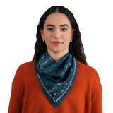 Paisley Patch Embroidered Bandana - Teal Blue