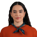 Paisley Patch Embroidered Bandana - Teal Blue