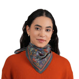 Vineyard Bloom Embroidered Bandana - Charcoal Grey