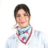 Cherry Gingham Bandana - Ivory Blue